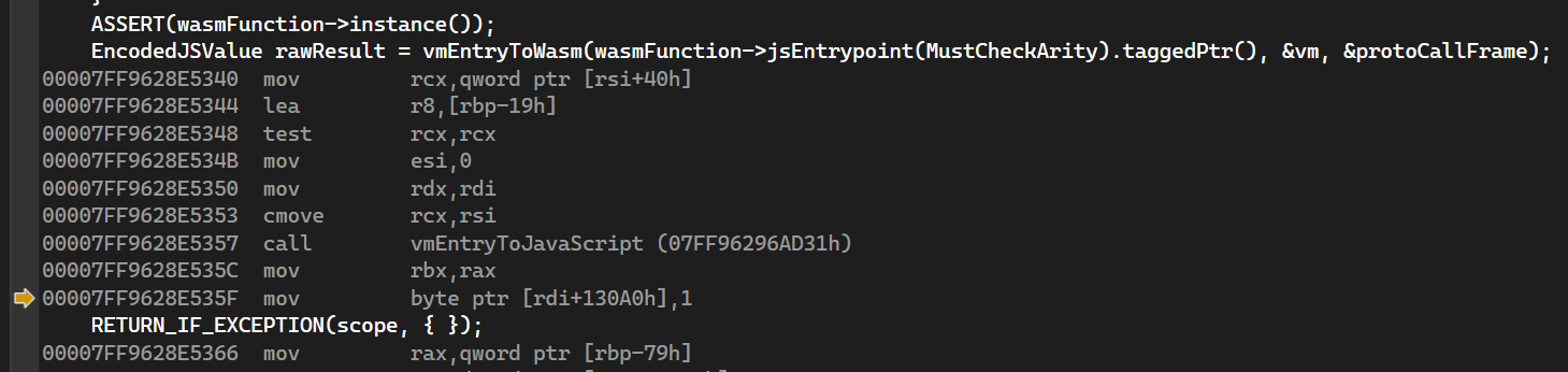 Segfault thrown when referencing rdi after calling into the wasm interpreter